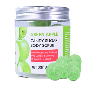 Custom logo Hydrating and Exfoliating Green Apple Candy Sugar Body Scrub Ball for Dry Skin elbows knees Legs